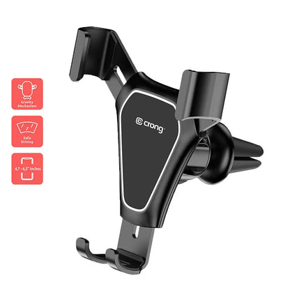 Crong Gravity Automatinis spaustukas automobilio laikiklis - Gravitacinis automobilio laikiklis 4,7" - 6,5" telefonams (juodas)