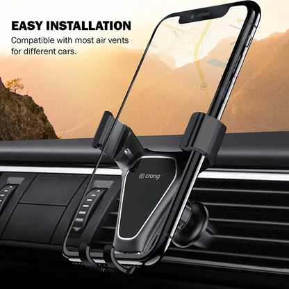 Crong Gravity Automatinis spaustukas automobilio laikiklis - Gravitacinis automobilio laikiklis 4,7" - 6,5" telefonams (juodas)