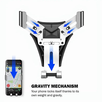 Crong Gravity Automatinis spaustukas automobilio laikiklis - Gravitacinis automobilio laikiklis 4,7" - 6,5" telefonams (juodas)