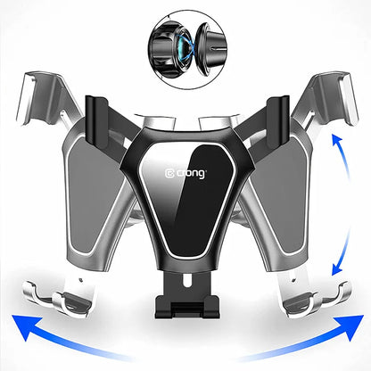 Crong Gravity Automatinis spaustukas automobilio laikiklis - Gravitacinis automobilio laikiklis 4,7" - 6,5" telefonams (juodas)