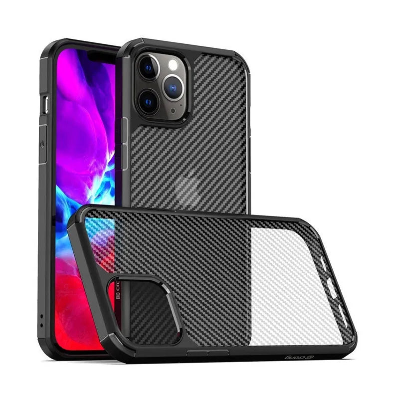 Crong Hybrid Carbon dėklas - iPhone 12 Pro Max (Juodas)