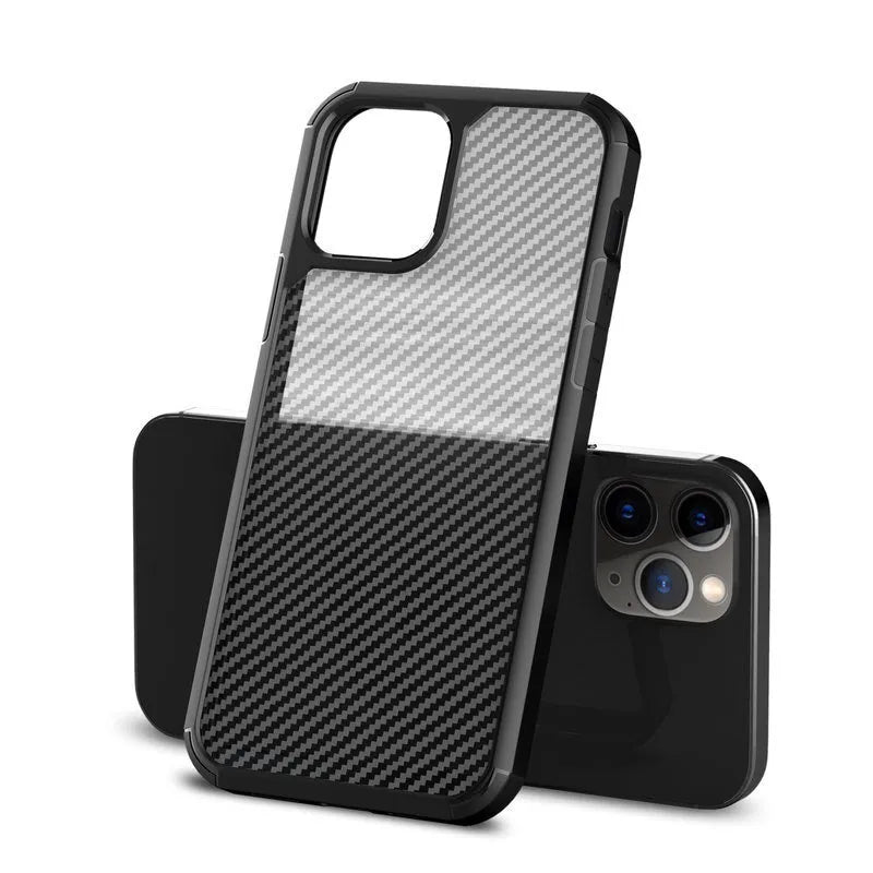 Crong Hybrid Carbon dėklas - iPhone 12 Pro Max (Juodas)