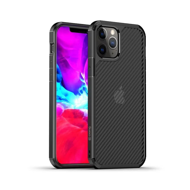 Crong Hybrid Carbon dėklas - iPhone 12 Pro Max (Juodas)