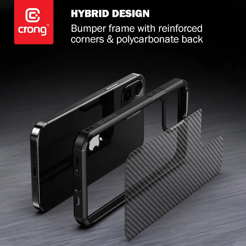 Crong Hybrid Carbon dėklas - iPhone 12 Pro Max (Juodas)