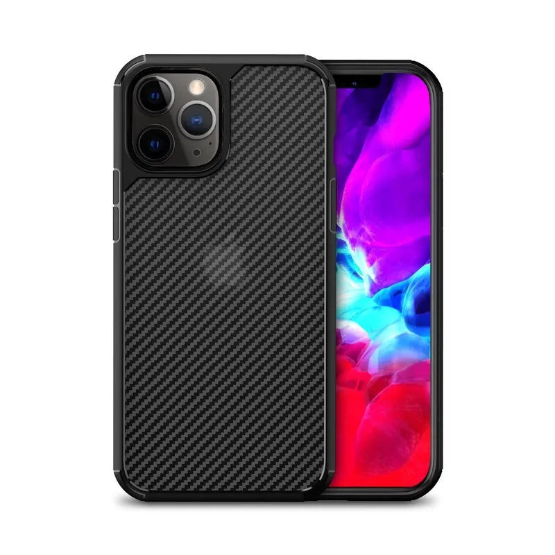 Crong Hybrid Carbon dėklas - iPhone 12 Pro Max (Juodas)