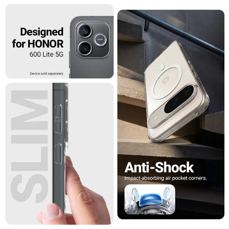 Crong Hybrid Clear Magnetic – dėklas MagSafe Honor 600 Lite 5G (skaidrus)