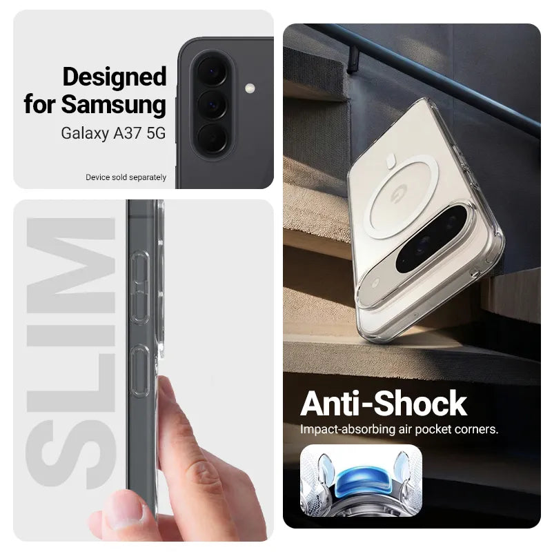 Crong Hybrid Clear Magnetic - dėklas su MagSafe Samsung Galaxy A37 / A36 (skaidrus)