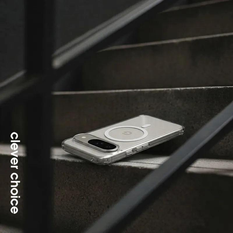 Crong Hybrid Clear Magnetic – MagSafe dėklas Google Pixel 10 / 10 Pro (Skaidrus)
