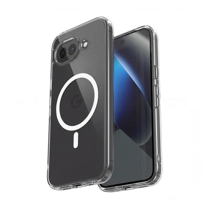 Crong Hybrid Clear Magnetic – MagSafe dėklas Google Pixel 10a (skaidrus)