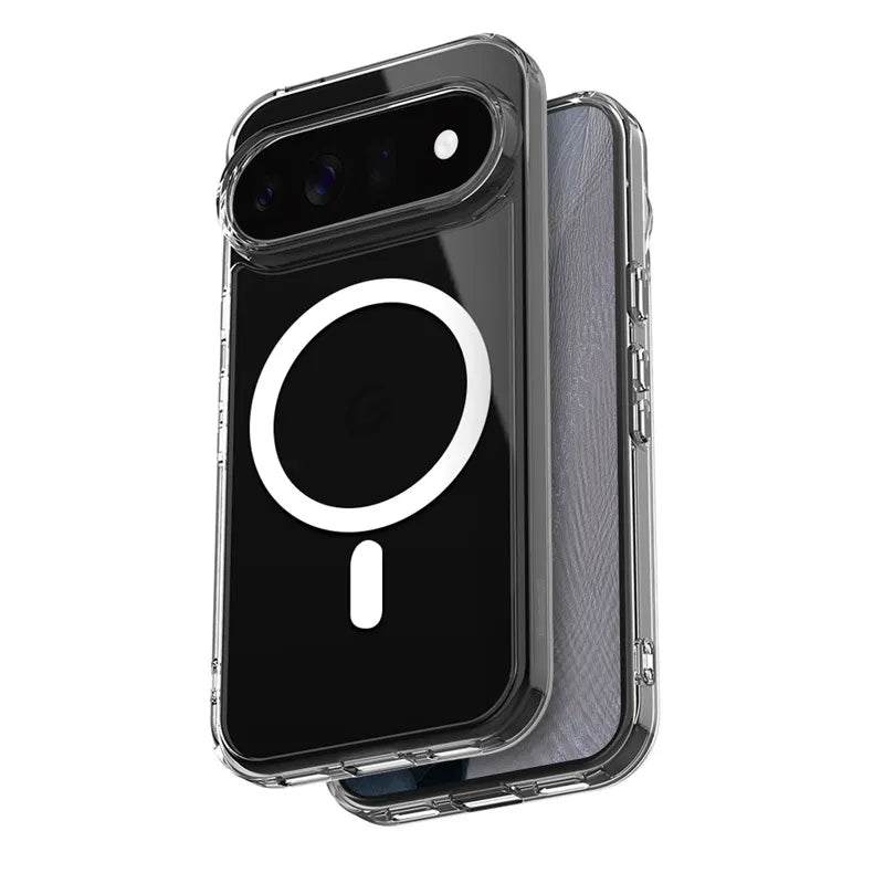 Crong Hybrid Clear Magnetic – MagSafe dėklas Google Pixel 11 Pro (skaidrus)