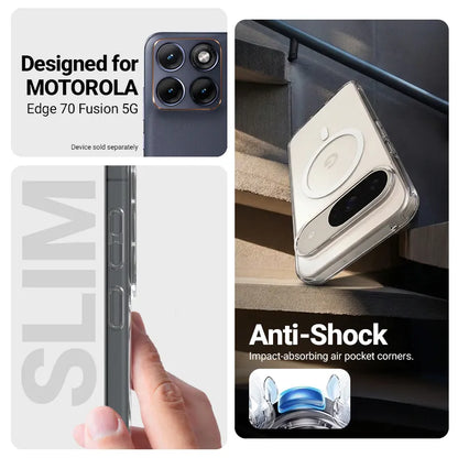 Crong Hybrid Clear Magnetic – MagSafe dėklas Motorola Edge 70 Fusion (skaidrus)