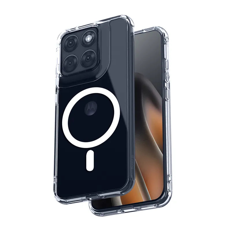 Crong Hybrid Clear Magnetic – MagSafe dėklas Motorola Edge 70 Fusion (skaidrus)