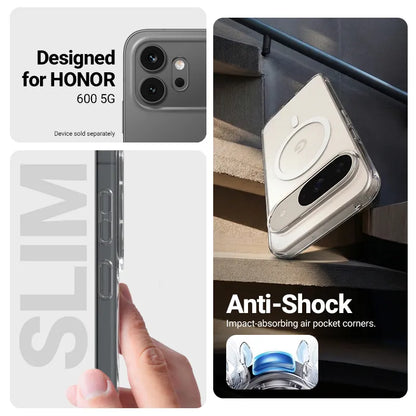 Crong Hybrid Clear Magnetic – "MagSafe" dėklas, skirtas "Honor 600 5G" (skaidrus)