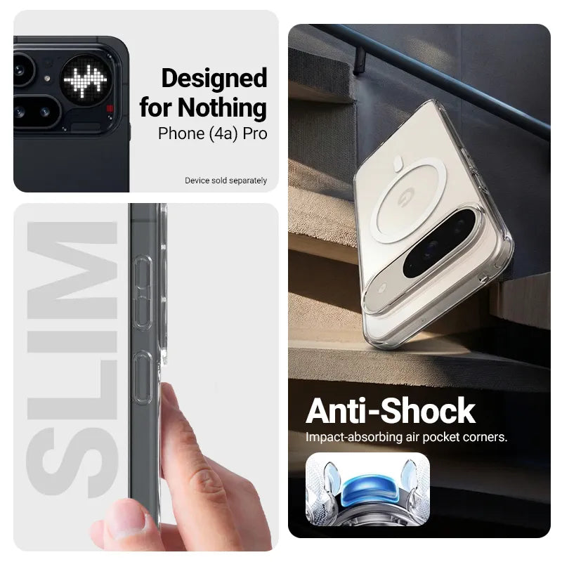 Crong Hybrid Clear Magnetic – MagSafe dėklas, skirtas Nothing Phone 4a Pro (skaidrus)