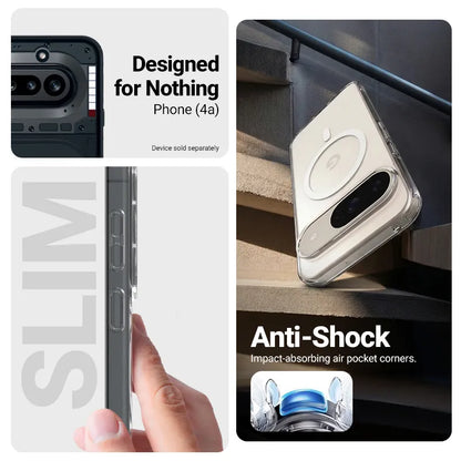 Crong Hybrid Clear Magnetic – MagSafe dėklas, skirtas Nothing Phone 4a (skaidrus)