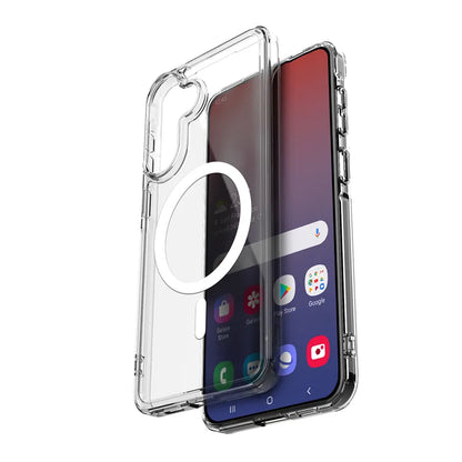Crong Hybrid Clear Magnetic – „MagSafe“ dėklas, skirtas „Samsung Galaxy S26 FE“ (skaidrus)