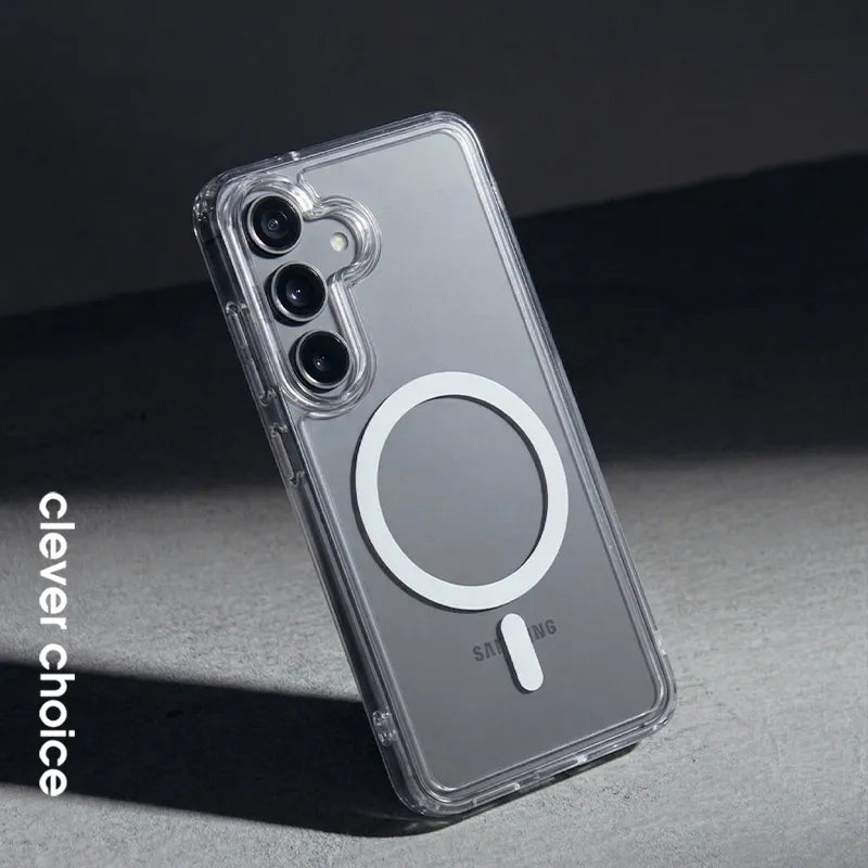 Crong Hybrid Clear Magnetic – MagSafe dėklas, skirtas Samsung Galaxy S26 Ultra (skaidrus)