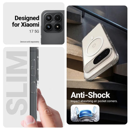 Crong Hybrid Clear Magnetic - MagSafe dėklas, skirtas Xiaomi 17 (skaidrus)
