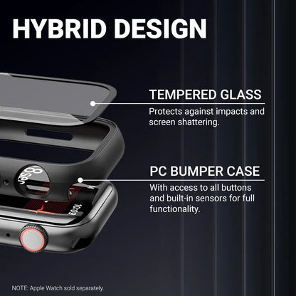 Crong Hybrid dėklas - Dėklas su stiklu Apple Watch 45mm (Juodas)