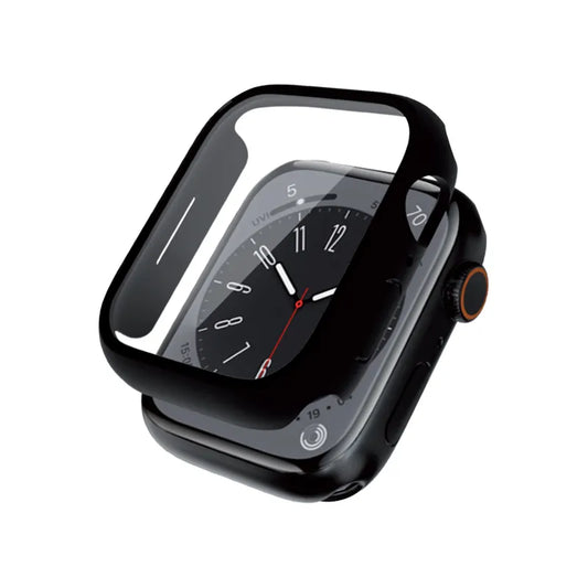 Crong Hybrid dėklas - Dėklas su stiklu Apple Watch 45mm (Juodas)