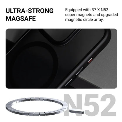 Crong Hybrid Frost MAG dėklas – dėklas su MagSafe, skirtas iPhone 16 Pro (juodas)