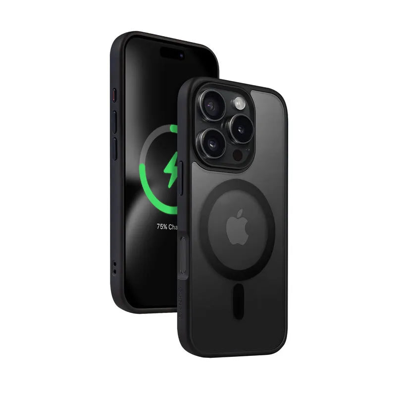 Crong Hybrid Frost MAG dėklas – dėklas su MagSafe, skirtas iPhone 16 Pro (juodas)