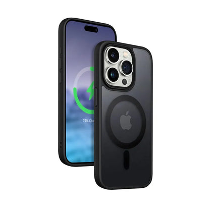 Crong Hybrid Frost MAG dėklas - iPhone 15 Pro MagSafe dėklas (juodas)