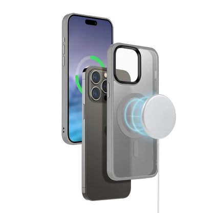 Crong Hybrid Frost MAG dėklas – iPhone 15 Pro MagSafe dėklas (pilkas)