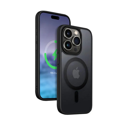 Crong Hybrid Frost MAG dėklas - iPhone 15 Pro Max MagSafe dėklas (juodas)