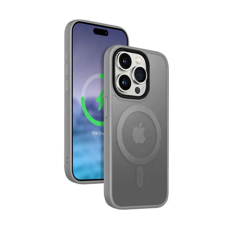 Crong Hybrid Frost MAG dėklas - iPhone 15 Pro Max MagSafe dėklas (pilkas)