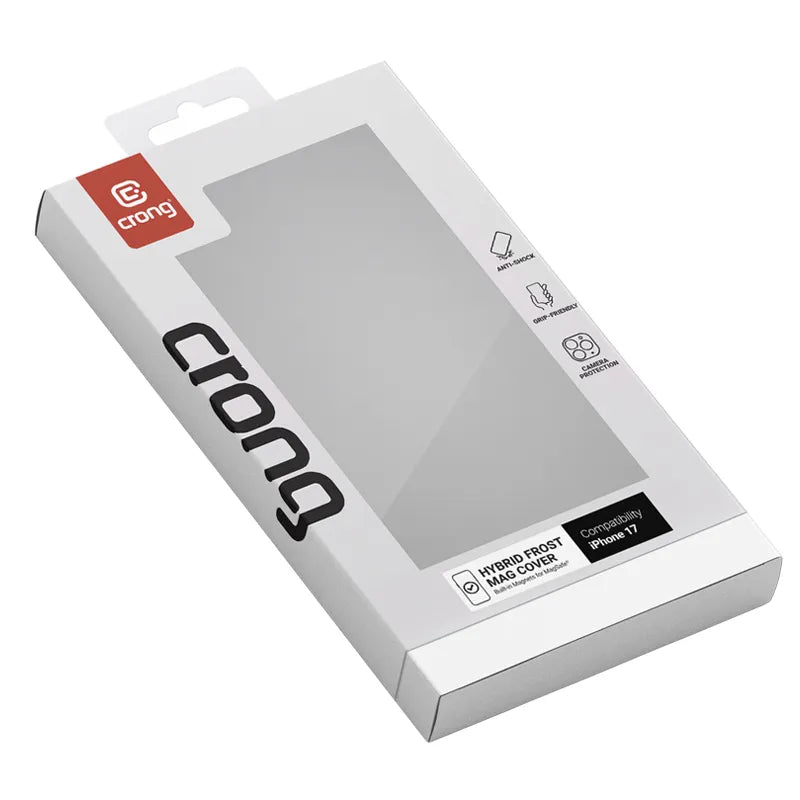 Crong Hybrid Frost MAG dėklas - MagSafe iPhone 17 dėklas (juodas)