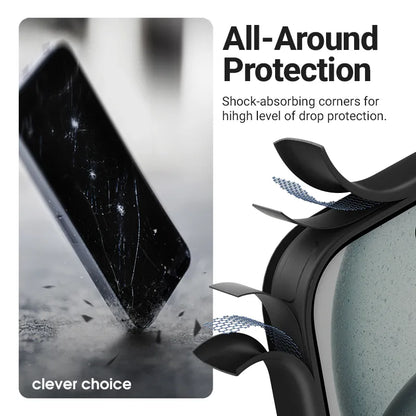 Crong Hybrid Frost MAG dėklas – MagSafe iPhone 17 Pro Max dėklas (Juodas)