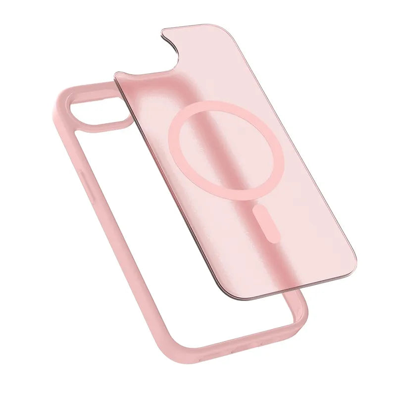 Crong Hybrid Matte Magnetic - Dėklas su MagSafe iPhone 17e / 16e (rožinė)