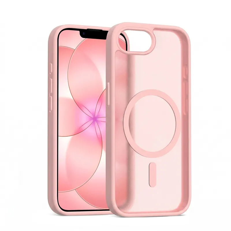 Crong Hybrid Matte Magnetic - Dėklas su MagSafe iPhone 17e / 16e (rožinė)