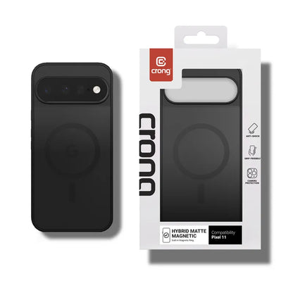 Crong Hybrid Matte Magnetic – MagSafe dėklas Google Pixel 11 (juodas)