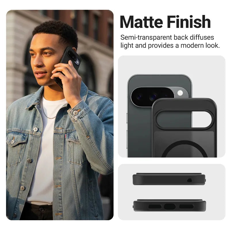 Crong Hybrid Matte Magnetic – MagSafe dėklas Google Pixel 11 (juodas)