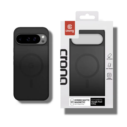 Crong Hybrid Matte Magnetic - MagSafe dėklas Google Pixel 9 Pro (Juodas)