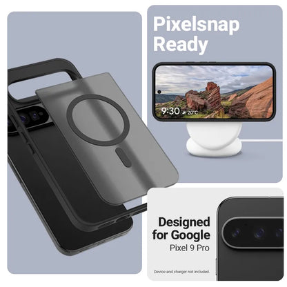 Crong Hybrid Matte Magnetic - MagSafe dėklas Google Pixel 9 Pro (Juodas)