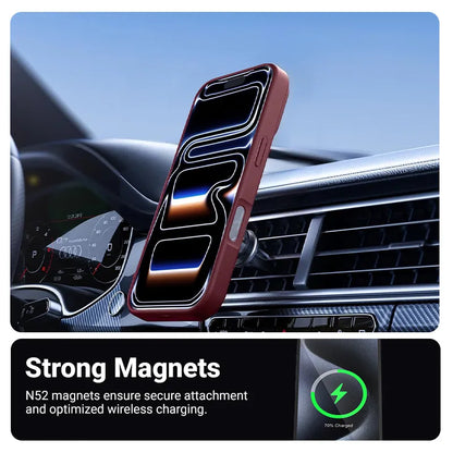 Crong Hybrid Matte Magnetic - MagSafe dėklas iPhone 17 Pro (bordo spalvos)