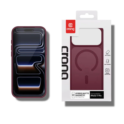 Crong Hybrid Matte Magnetic - MagSafe dėklas iPhone 17 Pro (bordo spalvos)