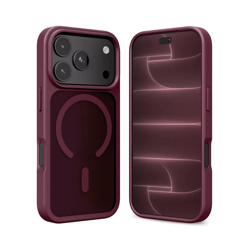 Crong Hybrid Matte Magnetic - MagSafe dėklas iPhone 17 Pro (bordo spalvos)