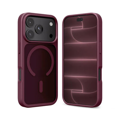 Crong Hybrid Matte Magnetic - MagSafe dėklas iPhone 17 Pro (bordo spalvos)