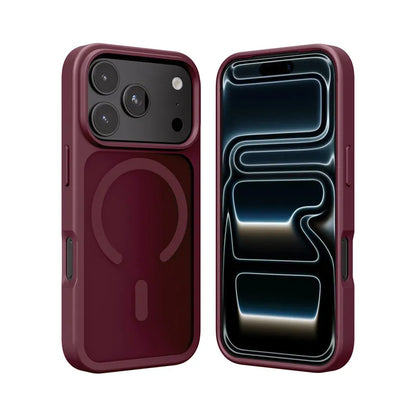 Crong Hybrid Matte Magnetic - MagSafe dėklas iPhone 17 Pro (bordo spalvos)