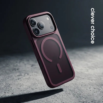 Crong Hybrid Matte Magnetic - MagSafe dėklas iPhone 17 Pro (bordo spalvos)