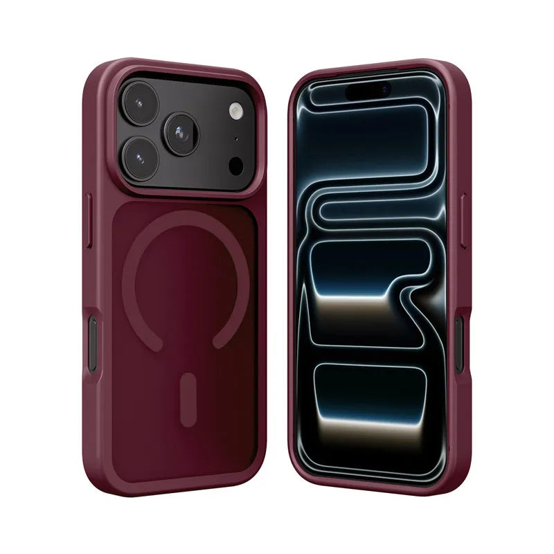 Crong Hybrid Matte Magnetic – MagSafe dėklas iPhone 17 Pro Max (bordo)