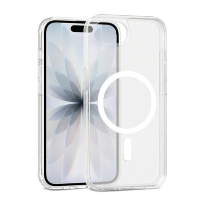 Crong Hybrid Matte Magnetic – MagSafe dėklas iPhone 17e / 16e (baltas)