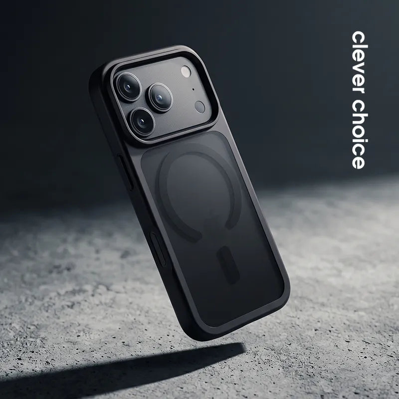Crong Hybrid Matte Magnetic – MagSafe dėklas iPhone 18 Pro / 17 Pro (juodas)