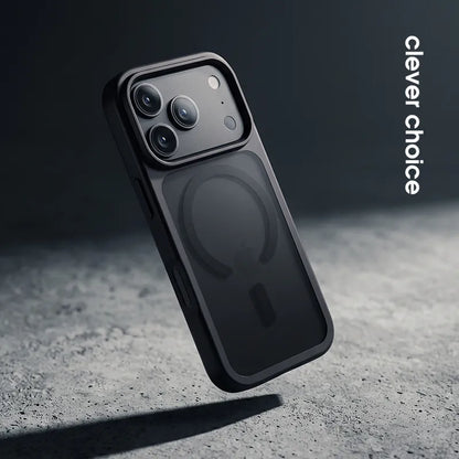 Crong Hybrid Matte Magnetic – MagSafe dėklas iPhone 18 Pro / 17 Pro (juodas)