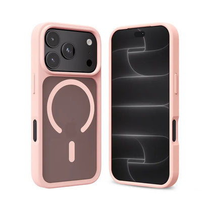Crong Hybrid Matte Magnetic – MagSafe dėklas iPhone 18 Pro / 17 Pro (rožinis)