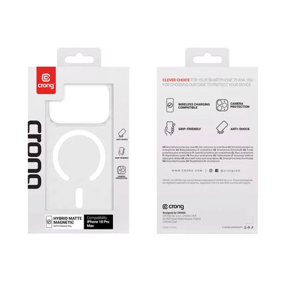 Crong Hybrid Matte Magnetic – MagSafe dėklas iPhone 18 Pro Max / 17 Pro Max (Baltas)